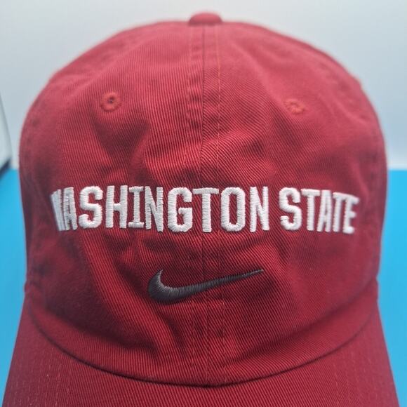 Washington State Nike Dri-Fit Hat Cap Swoosh Red Embroidered Dad Cap Cotton - Picture 2 of 7